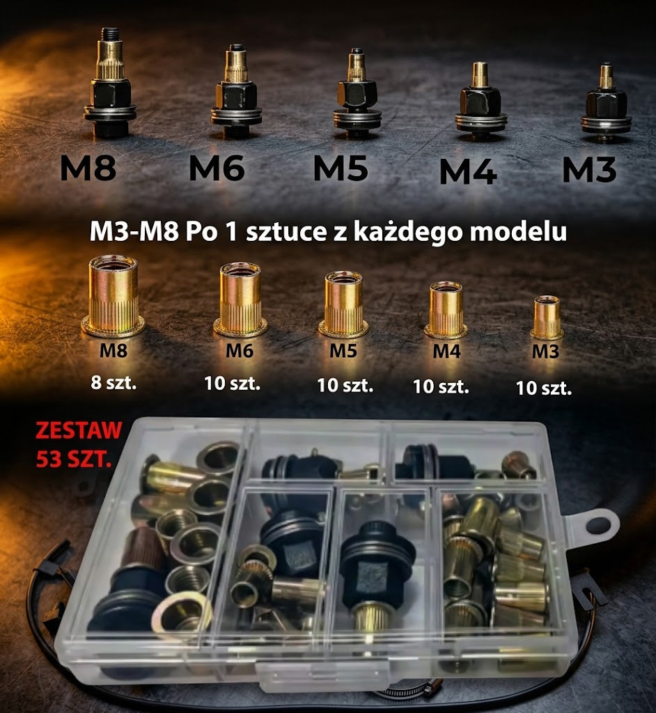 Wzmocniona Nitownica Ręczna Heavy-Duty do Zastosowań Motoryzacyjnych 53 sztuki