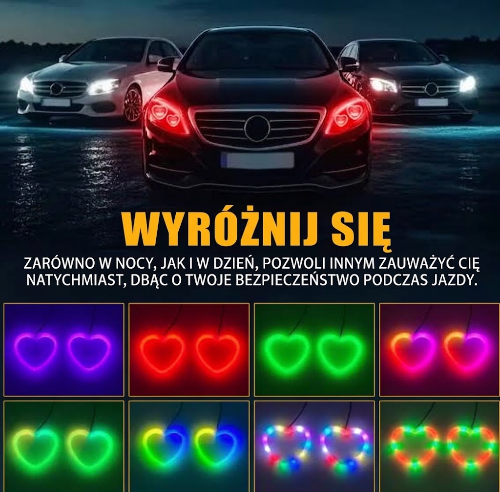Dynamiczne Ringi LED w Kształcie Serca ze sterowaniem RGB Bluetooth